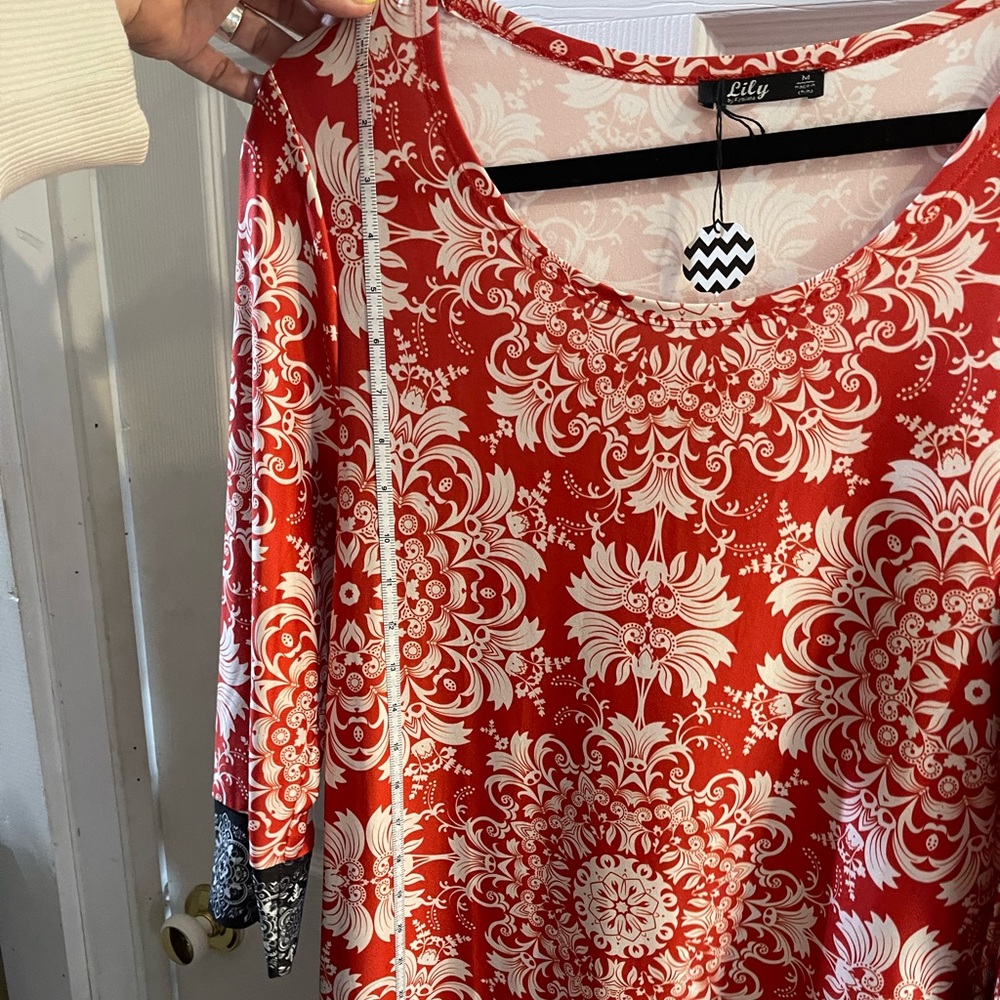 Lily red and black tunic M women’s top or dress